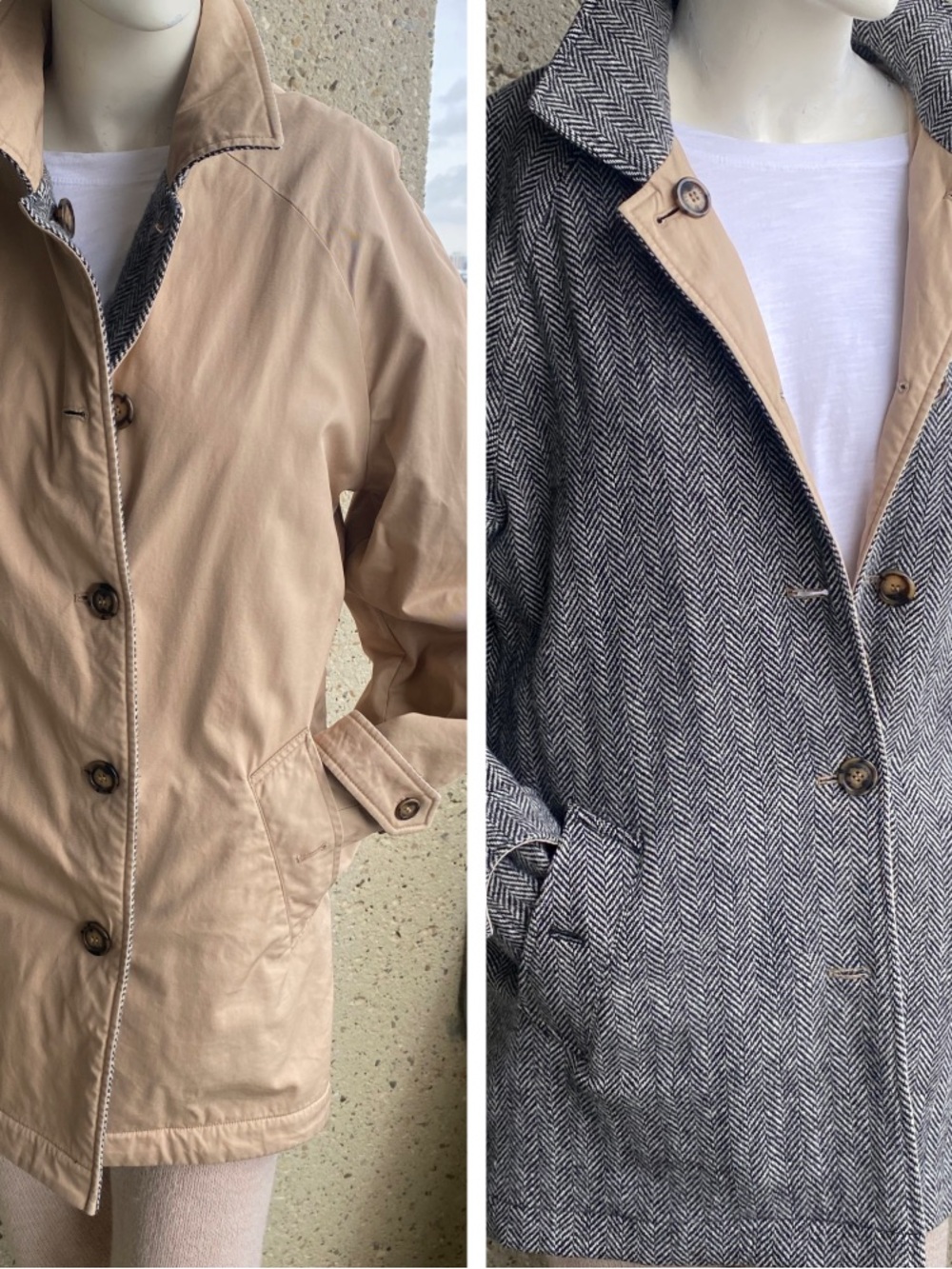 Tabi Reversible Coat Herringbone Wool Minimalist Chic